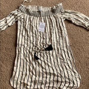 Blue island cover up off shoulder